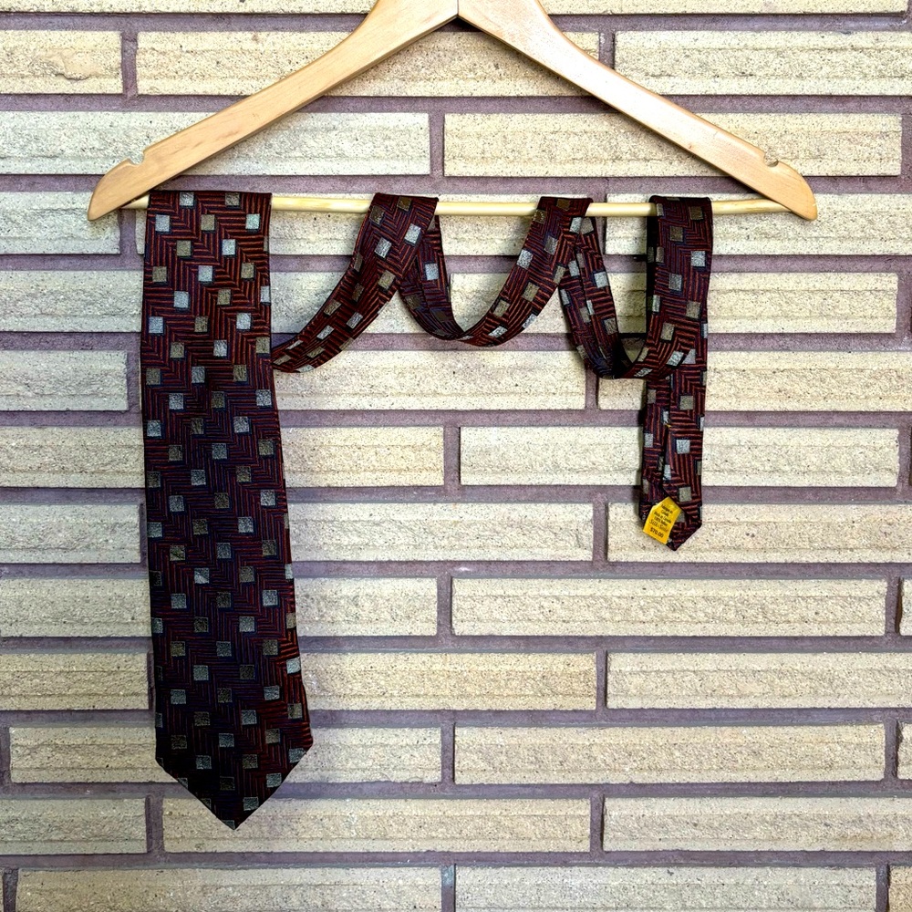 60's Geo Italian Silk Tie - Brown/Copper/Black Men's Necktie - Canada